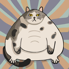 Cats of various breeds lying, sitting, washing itself, playing with ball. Bundle of cute cartoon pet animals with colorful coats isolated on white background.