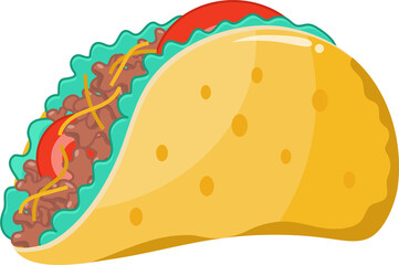 Flat icon of Mexican tacos PNG