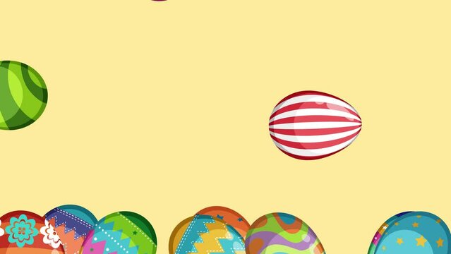 Happy Easter Day Cartoon Animation with Colourful Eggs