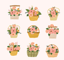 Hand Drawn Floral Basket Illustration