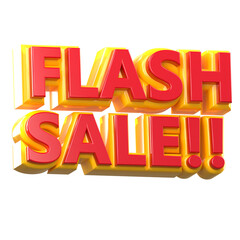 Flash Sale Shopping Poster or banner with Flash 3d icon and text on transparent,red and yellow background.Special Offer Flash Sale campaign