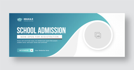 School admission web banner template or Social media post banner template. Back to school banner template. School admission flyer template. Online education banner design. e-learning banner template 