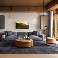 11 A laid-back and cozy family room with a plush couch and a giant TV 2_SwinIRGenerative AI