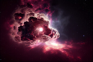 Abstract illustration of the big bang, worlds forming, epic space scene