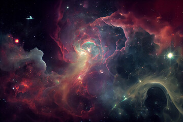 Abstract illustration of the big bang, worlds forming, epic space scene