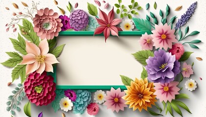Floral frame illustration with copy space. 