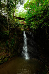 Waterfall in the forest in Peru.  (Baños sulfurosos - Cascada Asnacyacu)