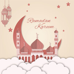 Ramadan Vector Design with Brown Tones and Islamic Elements 