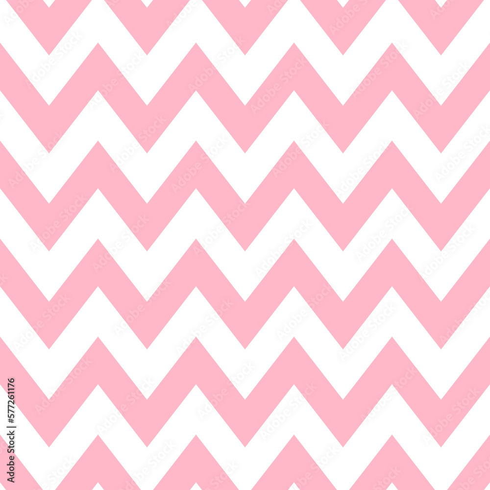 Poster Pink zigzag seamless pattern. Chevron fabric texture. Abstract zig zag background. Repeating vector wallpaper.