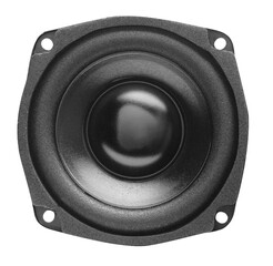 Acoustic sound speakers on transparent background. Multimedia, audio and sound concept. Copy space....
