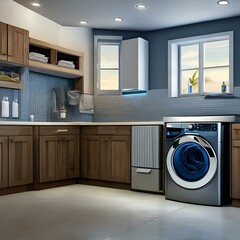 19. A laundry room with a washer and dryer, and a sink for washing clothes.3, Generative AI