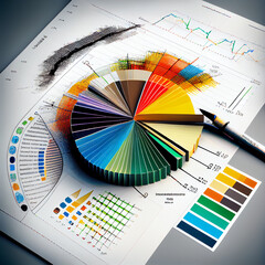 Business graphs and charts on table. Financial development, Banking Account, Statistics