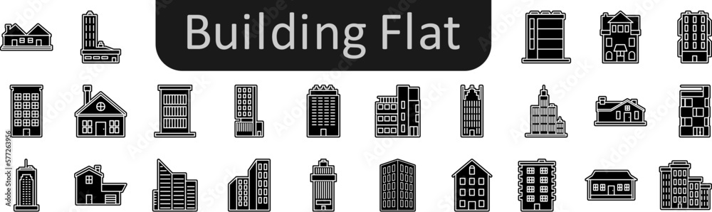 Poster building flat icons set. web icon set. website set icon vector.