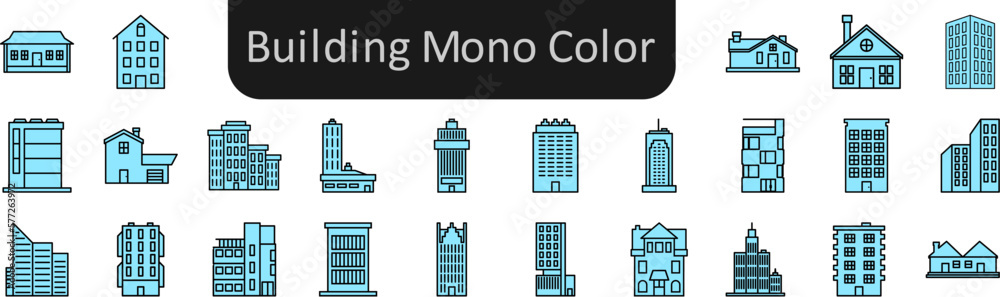 Poster building mono color icons set. web icon set. website set icon vector.