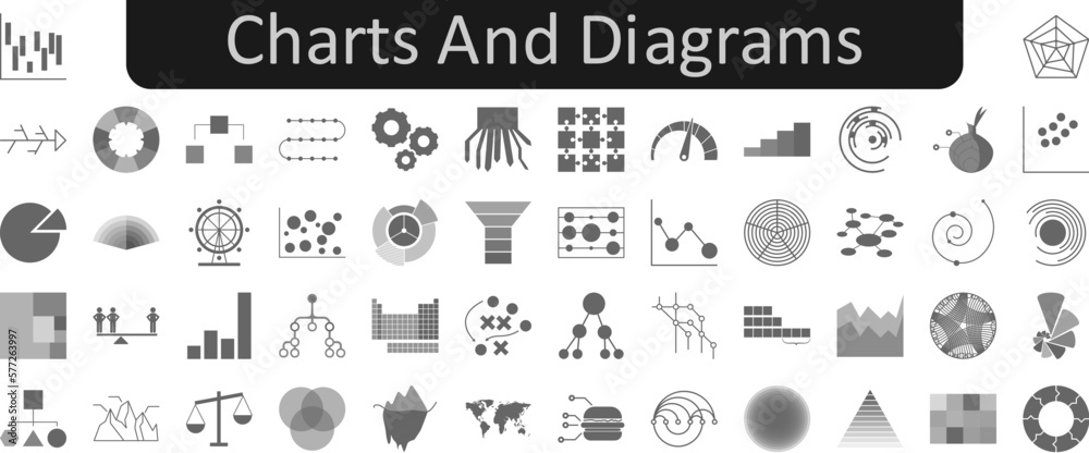 Poster charts and diagrams charts and diagrams icons set. web icon set. website set icon vector.
