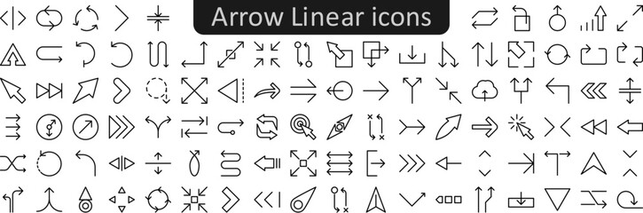 Arrow linear vector icon set collection