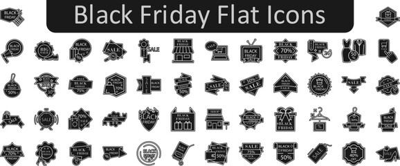 Black friday flat icons set. Web icon set. Website set icon vector.