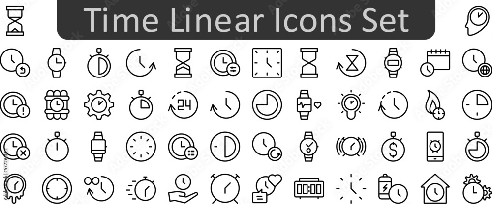 Poster time linear icons set. web icon set. website set icon vector.