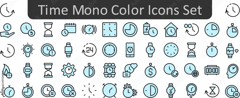 Poster time mono color icons set. web icon set. website set icon vector.