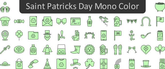 Saint patricks day mono color icons set. Web icon set. Website set icon vector.