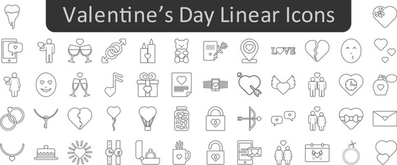 Valentines day linear icons set. Web icon set. Website set icon vector.