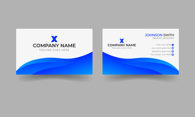 Creative Business Card Design - Modern and Simple Design with Blue Color. Unique Shape -Vector File
