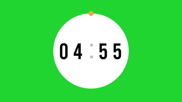 Clock 5 Minute countdown animation Timer Countdown. Countdown 5 minutes. 4K UHD