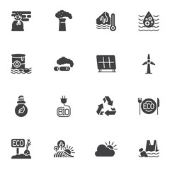 Ecology pollution vector icons set