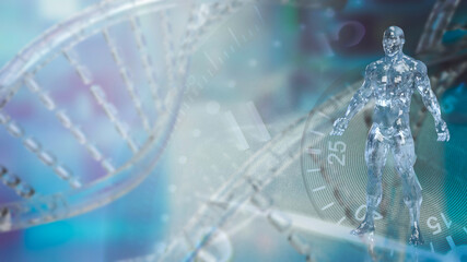 The human and cell background for sci or medical concept 3d rendering