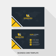 Visiting Card Template. Stationery design, Flat style vector illustration, Black and yellow colors,
Modern creative and clean business card Design template, Modern and creative business card template.