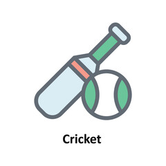 Cricket Vector Fill Outline Icons. Simple stock illustration stock