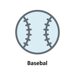 Baseball Vector Fill Outline Icons. Simple stock illustration stock