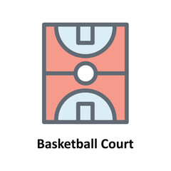 Basketball Court Vector Fill Outline Icons. Simple stock illustration stock