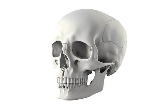 Human skull bone on transparent background. Generative ai.