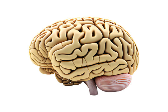 Human brain model on transparent background. Generative ai.