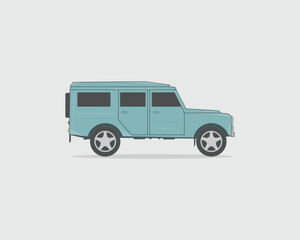 illustration of a jeep landrover defender flat icon minimalist jeep 4x4