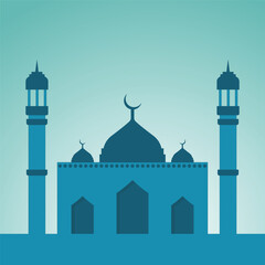 illustration of blue mosque simple mosque design flat vector