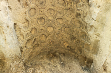 Amazing Remains of Old Structure Ceiling at the Ancient Rock-hewn Uplistsikhe Cave City Complex in Shida Kartli Region of Georgia