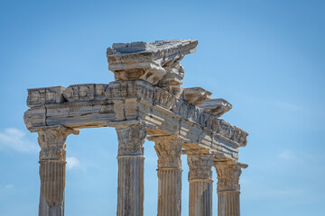    . Temple of Apollo ancient ruins in Side Turkey