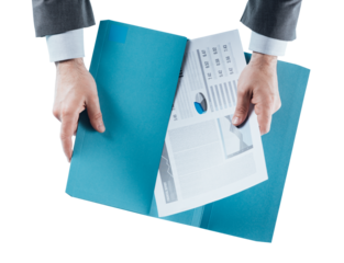 Business man checking a financial report