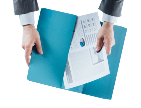 Business man checking a financial report