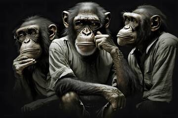apes thinking created using AI Generative Technology