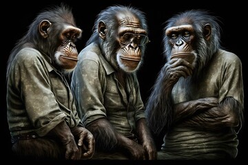 apes thinking created using AI Generative Technology