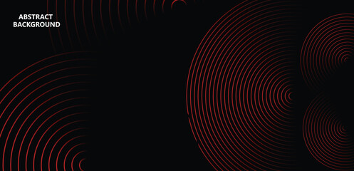 Abstract glowing circle lines on dark background. Futuristic technology concept. Horizontal banner template. Suit for poster, cover, banner, brochure, website