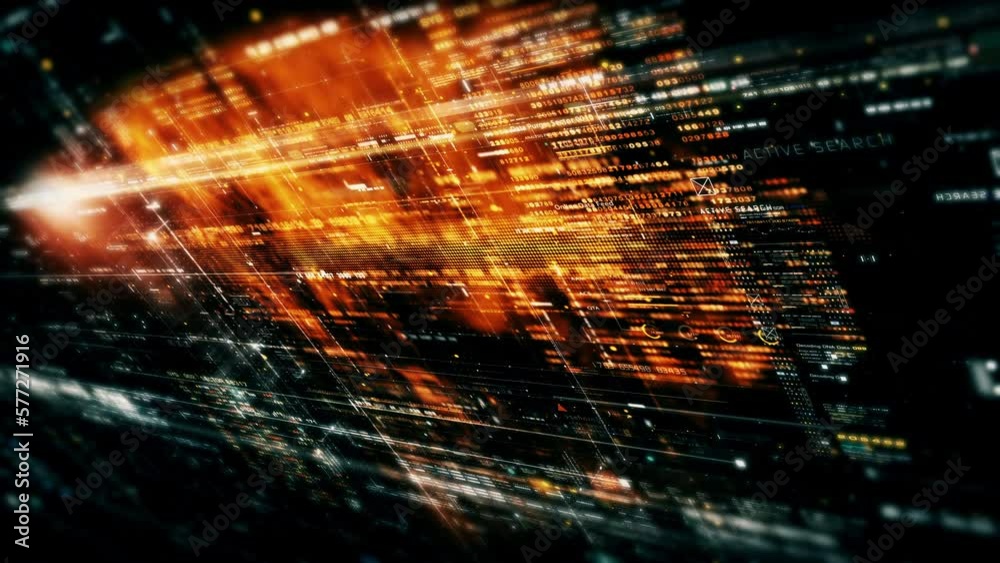 Aufkleber Futuristic digital generated motion abstract matrix cyber environment big data analytic artificial intelligent metaverse simulation, head up display background