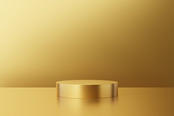 Premium 3d mockup scene. Gold 3d pedestal podium with empty space for product or text display presentation. 3d render illustration.