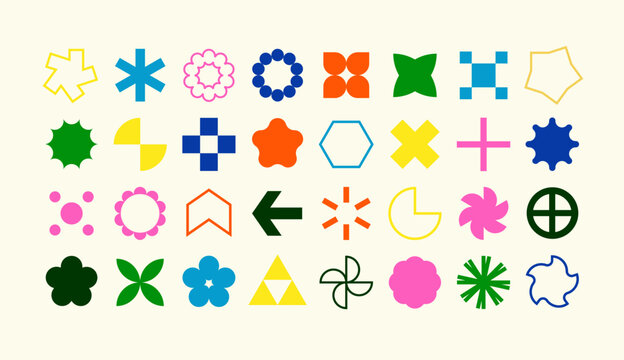 Set of vector basic bauhaus shapes. Abstract geometry figures.  Icon symbol and logos in primitive simple style.