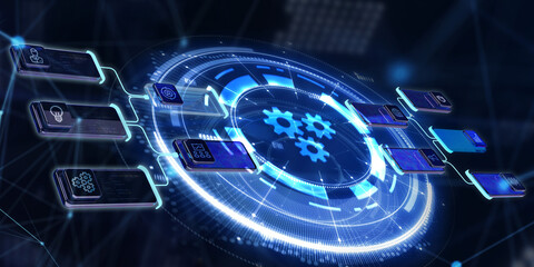 Business, Technology, Internet and network concept. Automation Software Technology Process System. 3d illustration