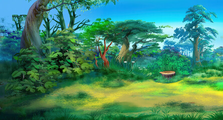 Forest glade on a summer day illustration