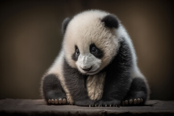 Obraz premium Little Cute Baby Panda Bear, Generative AI